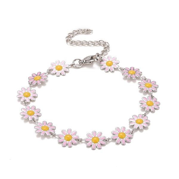 PandaHall Enamel Daisy Link Chains Bracelet, 304 Stainless Steel Jewelry for Women, Stainless Steel Color, Pink, 7-1/4 inch(18.4cm) 304...
PandaHall Enamel Daisy Link Chains Bracelet, 304 Stainless Steel Jewelry for Women, Stainless Steel Color, Pink, 7-1/4 inch(18.4cm) 304...