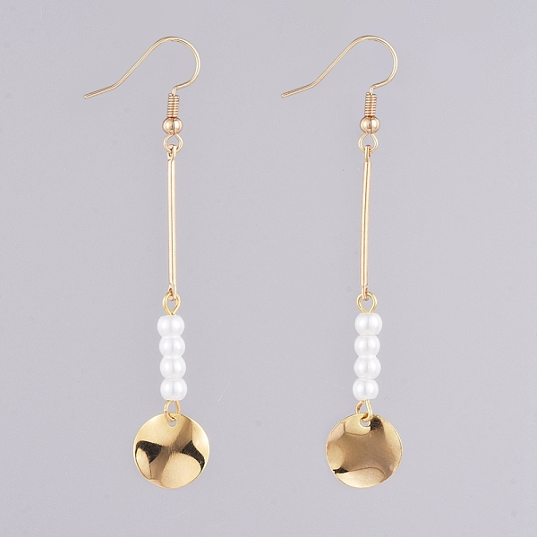 PandaHall Dangle Earrings, with Glass Pearl Beads, Iron Bar Links, Brass Charms and Earring Hooks, Flat Round, Golden, 73mm, Pin: 0.6mm...
PandaHall Dangle Earrings, with Glass Pearl Beads, Iron Bar Links, Brass Charms and Earring Hooks, Flat Round, Golden, 73mm, Pin: 0.6mm...