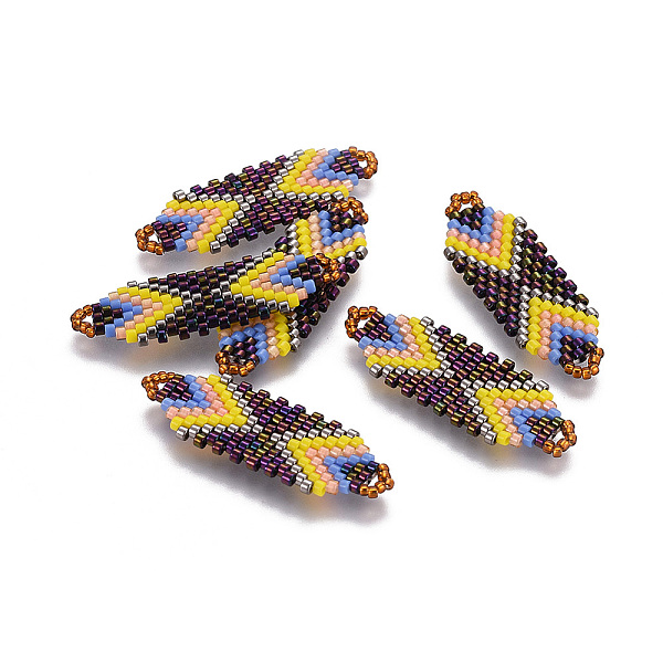 PandaHall MIYUKI & TOHO Handmade Japanese Seed Beads Links, Loom Pattern, Colorful, 35~36.5x12.5x2mm, Hole: 2x3mm Glass Rhombus
PandaHall MIYUKI & TOHO Handmade Japanese Seed Beads Links, Loom Pattern, Colorful, 35~36.5x12.5x2mm, Hole: 2x3mm Glass Rhombus