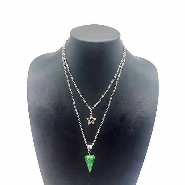 PandaHall Star Pendant Necklaces, Natural Gemstone Hexagonal Cone Necklace, Double Layer Necklaces Other
PandaHall Star Pendant Necklaces, Natural Gemstone Hexagonal Cone Necklace, Double Layer Necklaces Other