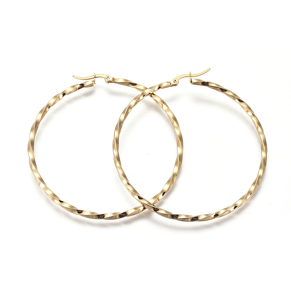 PandaHall 201 Stainless Steel Big Hoop Earrings, with 304 Stainless Steel Pin, Hypoallergenic Earrings, Twisted Ring Shape, Golden, 75x2.5mm...
PandaHall 201 Stainless Steel Big Hoop Earrings, with 304 Stainless Steel Pin, Hypoallergenic Earrings, Twisted Ring Shape, Golden, 75x2.5mm...