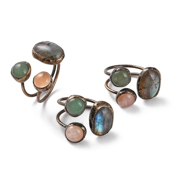 PandaHall Oval & Round Natural Labradorite & Rose Quartz & Green Aventurine Open Cuff Rings, Red Copper Tone Brass Ring for Women, Inner...
PandaHall Oval & Round Natural Labradorite & Rose Quartz & Green Aventurine Open Cuff Rings, Red Copper Tone Brass Ring for Women, Inner...