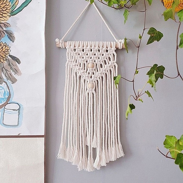 PandaHall Cotton Cord Macrame Woven Tassel Wall Hanging, Boho Style Hanging Ornament with Wood Sticks, for Home Decoration, Floral White...
PandaHall Cotton Cord Macrame Woven Tassel Wall Hanging, Boho Style Hanging Ornament with Wood Sticks, for Home Decoration, Floral White...