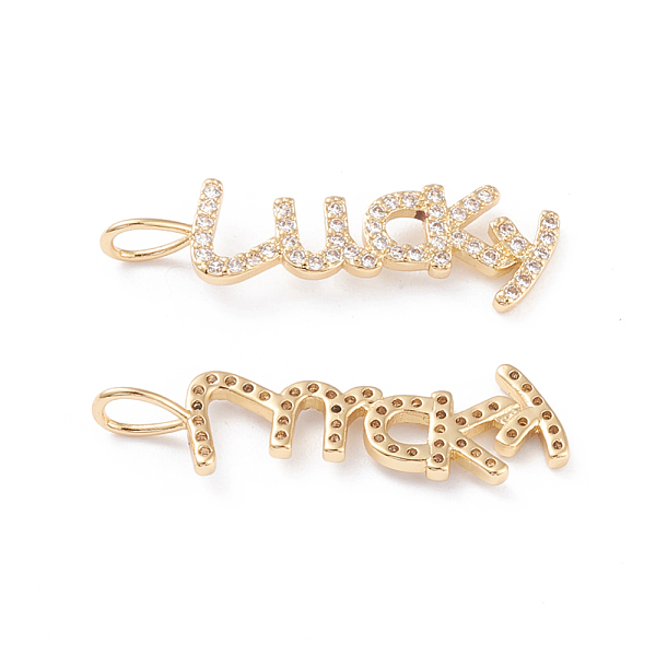 PandaHall Brass Micro Pave Clear Cubic Zirconia Pendants, Long-Lasting Plated, Word Lucky, Real 18K Gold Plated, 30x8x1.6mm, Hole: 3x4mm...
PandaHall Brass Micro Pave Clear Cubic Zirconia Pendants, Long-Lasting Plated, Word Lucky, Real 18K Gold Plated, 30x8x1.6mm, Hole: 3x4mm...