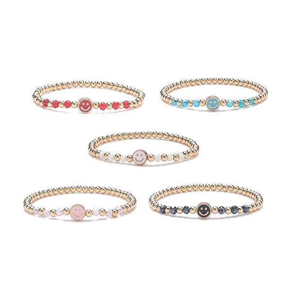PandaHall 5Pcs 5 Colors Alloy Enamel Smiling Face & Brass & Glass Beaded Stretch Bracelets Set for Women, Mixed Color, Inner Diameter: 2-1/4..., Multicolor
PandaHall 5Pcs 5 Colors Alloy Enamel Smiling Face & Brass & Glass Beaded Stretch Bracelets Set for Women, Mixed Color, Inner Diameter: 2-1/4..., Multicolor