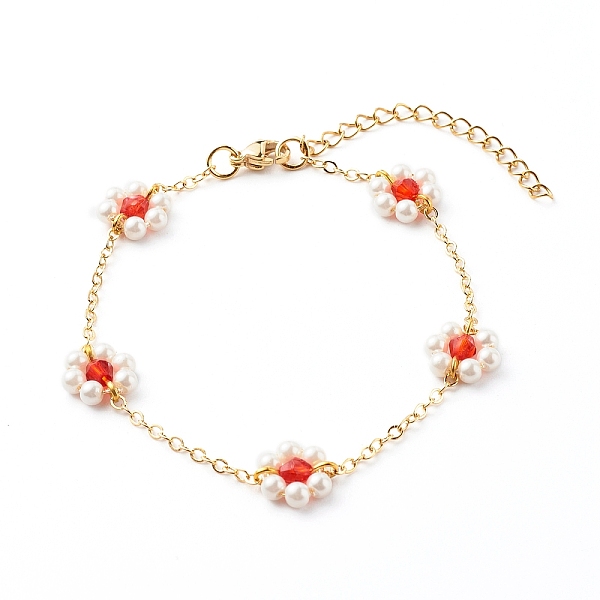 PandaHall Shell Pearl & Acrylic Beads Flower Link Bracelets, with Brass Cable Chains, Golden, Red, 2mm, 7-1/4 inch(18.4cm) Pearl Red
PandaHall Shell Pearl & Acrylic Beads Flower Link Bracelets, with Brass Cable Chains, Golden, Red, 2mm, 7-1/4 inch(18.4cm) Pearl Red