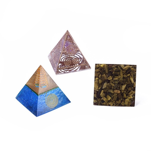 PandaHall Orgonite Pyramid, Resin Home Display Decorations, with Brass Findings and Gemstone Inside, Mixed Color, 47~50x47~50x47~50mm Resin..., Multicolor
PandaHall Orgonite Pyramid, Resin Home Display Decorations, with Brass Findings and Gemstone Inside, Mixed Color, 47~50x47~50x47~50mm Resin..., Multicolor