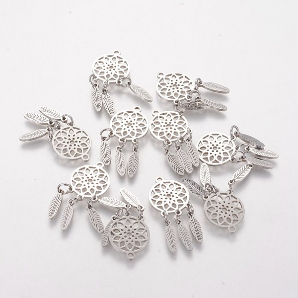 PandaHall 304 Stainless Steel Pendants, Woven Net/Web with Feather, Stainless Steel Color, 31x14x1mm, Hole: 1.5mm 304 Stainless Steel Flat...
PandaHall 304 Stainless Steel Pendants, Woven Net/Web with Feather, Stainless Steel Color, 31x14x1mm, Hole: 1.5mm 304 Stainless Steel Flat...