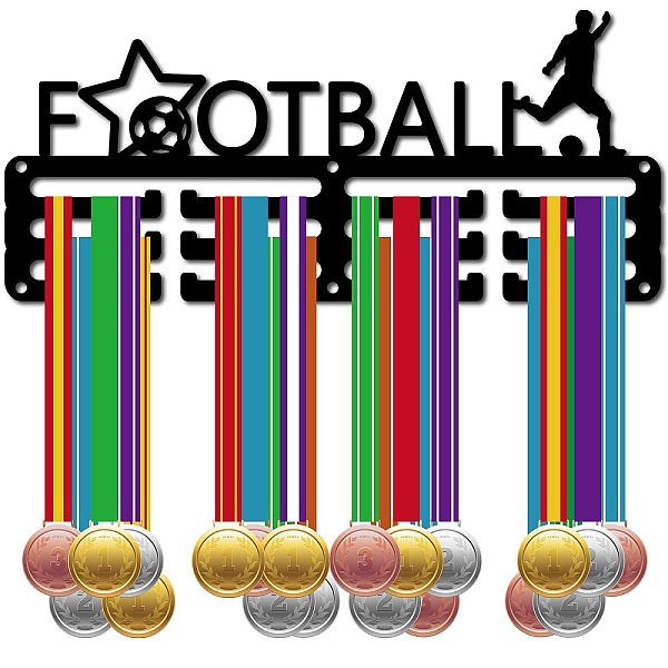 PandaHall Sports Theme Iron Medal Hanger Holder Display Wall Rack, 3-Line, with Screws, Football, 129x290mm, Hole: 5mm Iron Football Black
PandaHall Sports Theme Iron Medal Hanger Holder Display Wall Rack, 3-Line, with Screws, Football, 129x290mm, Hole: 5mm Iron Football Black