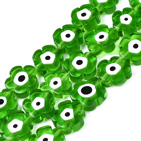 PandaHall Handmade Lampwork Beads Strands, Flower with Evil Eye, Lime Green, 10~13x10~13x3~4.5mm, Hole: 0.9mm, about 36~37pcs/strand, 15.35...
PandaHall Handmade Lampwork Beads Strands, Flower with Evil Eye, Lime Green, 10~13x10~13x3~4.5mm, Hole: 0.9mm, about 36~37pcs/strand, 15.35...