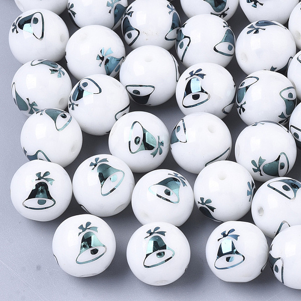 PandaHall Christmas Opaque Glass Beads, Round with Electroplate Christmas Bell Pattern, Green Plated, 10mm, Hole: 1.2mm Glass Round White
PandaHall Christmas Opaque Glass Beads, Round with Electroplate Christmas Bell Pattern, Green Plated, 10mm, Hole: 1.2mm Glass Round White