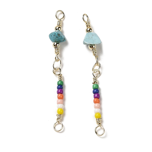 PandaHall Natural Turquoise & Glass Connector Charms, with Brass Findings, Real 18K Gold Plated, Round, 39~42x3.5~7x3~4mm, Hole: 1.8mm...
PandaHall Natural Turquoise & Glass Connector Charms, with Brass Findings, Real 18K Gold Plated, Round, 39~42x3.5~7x3~4mm, Hole: 1.8mm...