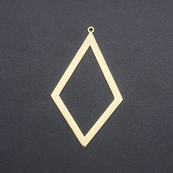 PandaHall 201 Stainless Steel Big Pendants, Laser Cut, Hollow, Rhombus, Golden, 55x31x1mm, Hole: 1.6mm 201 Stainless Steel Rhombus
PandaHall 201 Stainless Steel Big Pendants, Laser Cut, Hollow, Rhombus, Golden, 55x31x1mm, Hole: 1.6mm 201 Stainless Steel Rhombus