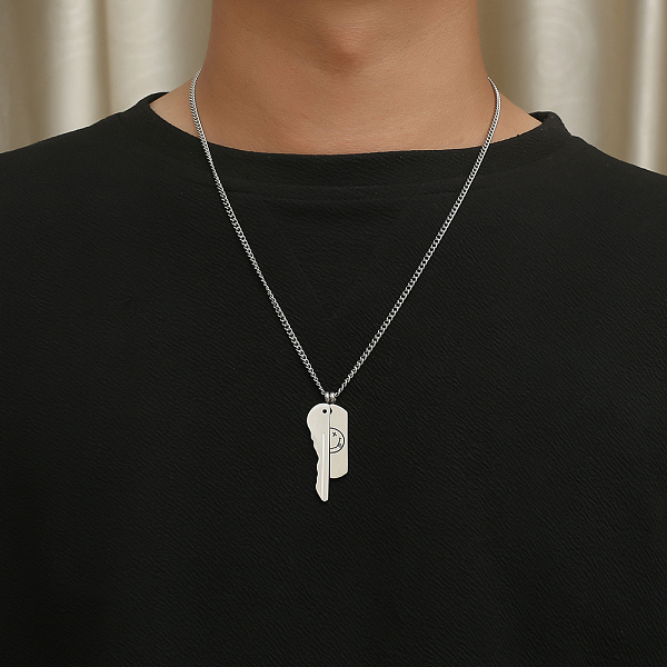 PandaHall Smiling Face Key Combination Pendant Necklaces, Stainless Steel Curb Chain Necklace for Men Stainless Steel Others
PandaHall Smiling Face Key Combination Pendant Necklaces, Stainless Steel Curb Chain Necklace for Men Stainless Steel Others