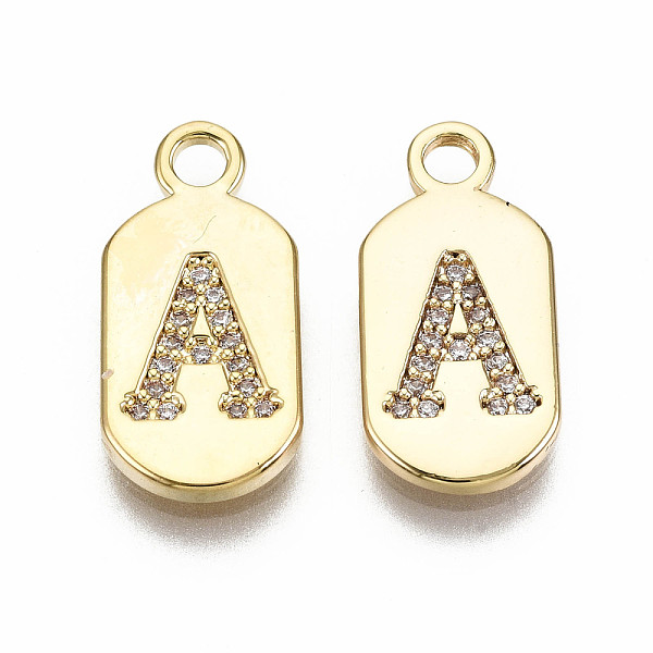PandaHall Brass Micro Pave Clear Cubic Zirconia Pendants, Nickel Free, Real 18K Gold Plated, Oval with Word, Letter.A, 16x7.5x1.5mm, Hole...
PandaHall Brass Micro Pave Clear Cubic Zirconia Pendants, Nickel Free, Real 18K Gold Plated, Oval with Word, Letter.A, 16x7.5x1.5mm, Hole...