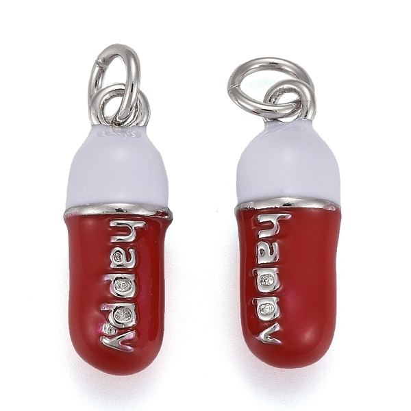 PandaHall Brass Enamel Pendants, with Jump Rings, Long-Lasting Plated, Pill Bar Shape with Word Happy, Red, Real Platinum Plated, 17x6mm...
PandaHall Brass Enamel Pendants, with Jump Rings, Long-Lasting Plated, Pill Bar Shape with Word Happy, Red, Real Platinum Plated, 17x6mm...