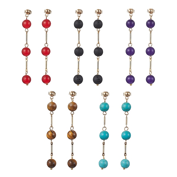 PandaHall Natural & Synthetic Mixed Gemstone Dangle Stud Earrings, Golden 304 Stainless Steel Tassel Earrings, 66~68x8~8.5mm Mixed Stone
PandaHall Natural & Synthetic Mixed Gemstone Dangle Stud Earrings, Golden 304 Stainless Steel Tassel Earrings, 66~68x8~8.5mm Mixed Stone