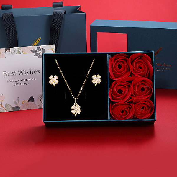 PandaHall Alloy Clover Jewelry Set, Stud Earrings & Pendant Necklace, Real 18K Gold Plated, Necklace: 17.7 inch(45cm); Earring: 15x13mm...
PandaHall Alloy Clover Jewelry Set, Stud Earrings & Pendant Necklace, Real 18K Gold Plated, Necklace: 17.7 inch(45cm); Earring: 15x13mm...