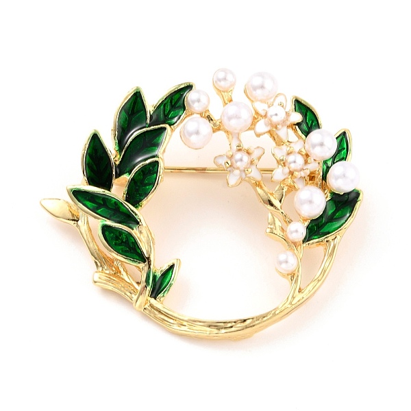 PandaHall Garland Alloy Brooch with Resin Pearl, Exquisite Lapel Pin for Girl Women, Golden, Green, 34.5x40.5x6mm, Pin: 0.8mm, Alloy Green
PandaHall Garland Alloy Brooch with Resin Pearl, Exquisite Lapel Pin for Girl Women, Golden, Green, 34.5x40.5x6mm, Pin: 0.8mm, Alloy Green