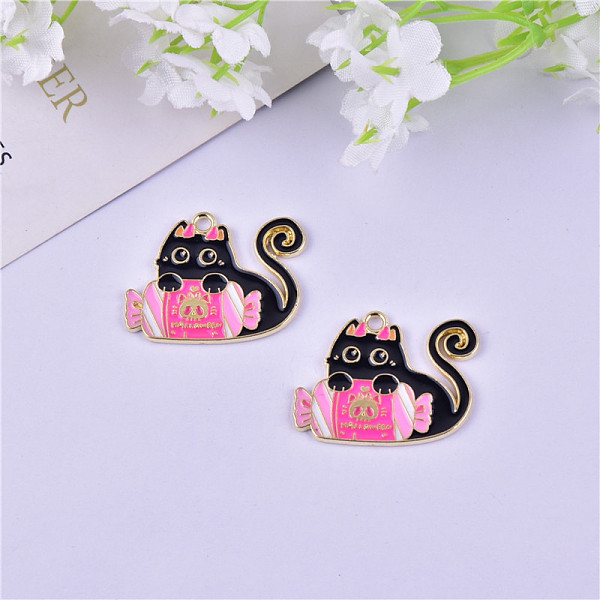 PandaHall Halloween Theme Alloy Enamel Pendants, Light Gold Tone Cat Charms, Hot Pink, 30x23mm Alloy+Enamel Candy Cane
PandaHall Halloween Theme Alloy Enamel Pendants, Light Gold Tone Cat Charms, Hot Pink, 30x23mm Alloy+Enamel Candy Cane