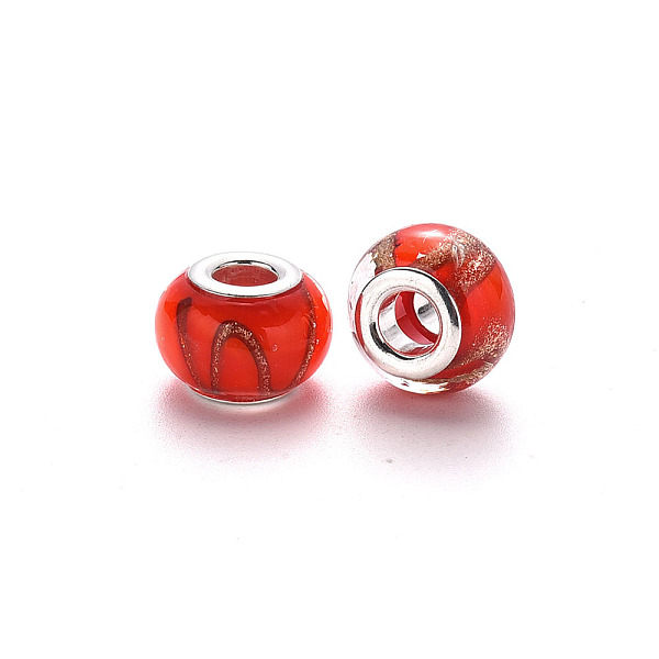 PandaHall Handmade Lampwork European Beads, Large Hole Rondelle Beads, with Glitter Powder and Platinum Tone Brass Double Cores, Red...
PandaHall Handmade Lampwork European Beads, Large Hole Rondelle Beads, with Glitter Powder and Platinum Tone Brass Double Cores, Red...