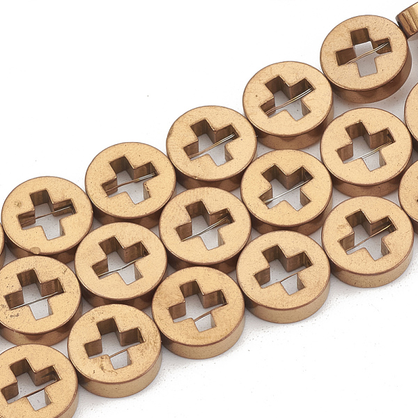 PandaHall Electroplate Non-magnetic Synthetic Hematite Beads Strands, Flat Round with Cross, Copper Plated, 10x3mm, Hole: 1mm, about...
PandaHall Electroplate Non-magnetic Synthetic Hematite Beads Strands, Flat Round with Cross, Copper Plated, 10x3mm, Hole: 1mm, about...