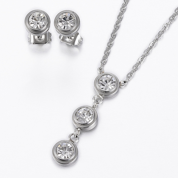 PandaHall 304 Stainless Steel Jewelry Sets, Stud Earrings and Pendant Necklaces, with Rhinestone, Flat Round, Stainless Steel Color, 17.72...
PandaHall 304 Stainless Steel Jewelry Sets, Stud Earrings and Pendant Necklaces, with Rhinestone, Flat Round, Stainless Steel Color, 17.72...