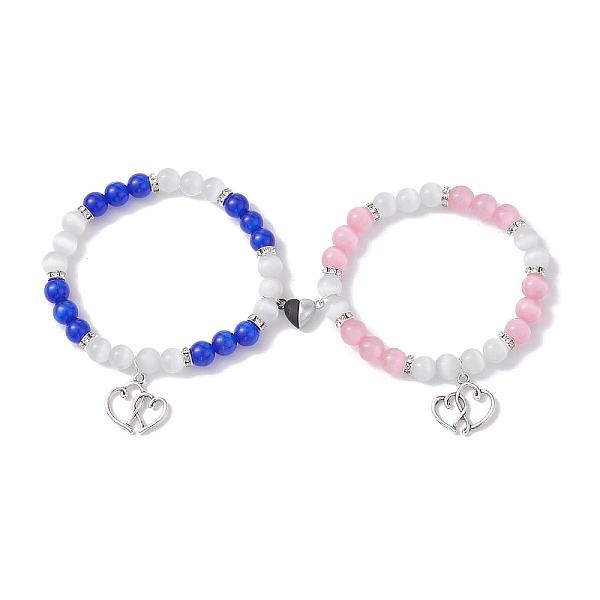 PandaHall 2Pcs 2 Color Valentine's Day Cat Eye Round Beaded Stretch Bracelets Set, Heart Magnetic Alloy Couple Bracelets, Mixed Color, Inner..., Multicolor
PandaHall 2Pcs 2 Color Valentine's Day Cat Eye Round Beaded Stretch Bracelets Set, Heart Magnetic Alloy Couple Bracelets, Mixed Color, Inner..., Multicolor