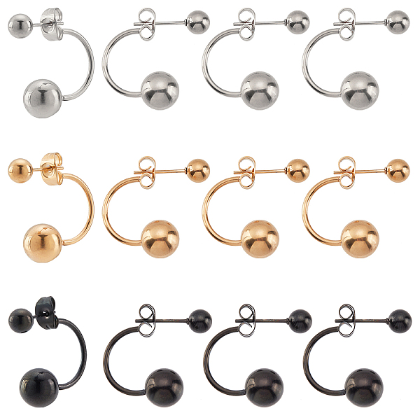 PandaHall Unicraftale 12Pcs 3 Colors 304 Stainless Steel Stud Earrings, C-shape with Ball Hypoallergenic Earrings, Mixed Color, 21mm, Pin...
PandaHall Unicraftale 12Pcs 3 Colors 304 Stainless Steel Stud Earrings, C-shape with Ball Hypoallergenic Earrings, Mixed Color, 21mm, Pin...