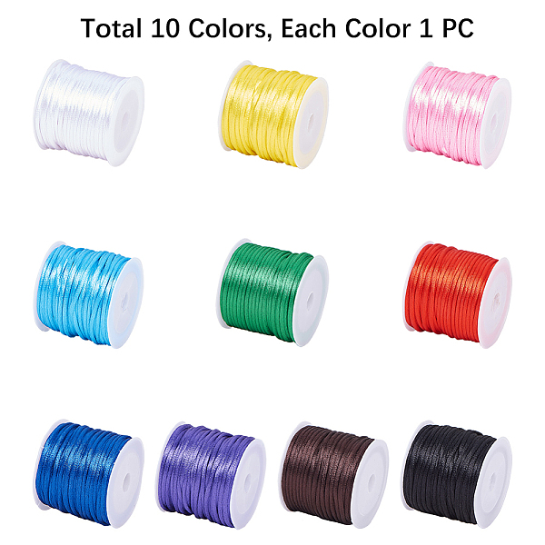 PandaHall 10 Color 2mm Satin Rattail Cord String Nylon Trim Silk Cord for Friendship Bracelet, Chinese Knot, Macramé, Trim, Jewelry Making..., Multicolor
PandaHall 10 Color 2mm Satin Rattail Cord String Nylon Trim Silk Cord for Friendship Bracelet, Chinese Knot, Macramé, Trim, Jewelry Making..., Multicolor