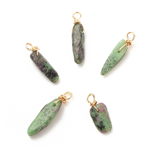 PandaHall Natural Ruby in Zoisite Pendants, Twisted with Golden Tone Copper Wire, Chip, 17~29x8~10x5.5~9mm, Hole: 2.5~3.2mm Ruby in Zoisite...
PandaHall Natural Ruby in Zoisite Pendants, Twisted with Golden Tone Copper Wire, Chip, 17~29x8~10x5.5~9mm, Hole: 2.5~3.2mm Ruby in Zoisite...