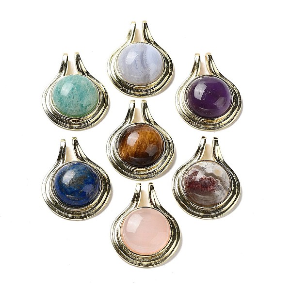 PandaHall Natural Mixed Stone Pendants, Rack Plating Golden Plated Brass Half Round Charms, Cadmium Free & Lead Free, 28x22.5x10mm, Hole...
PandaHall Natural Mixed Stone Pendants, Rack Plating Golden Plated Brass Half Round Charms, Cadmium Free & Lead Free, 28x22.5x10mm, Hole...