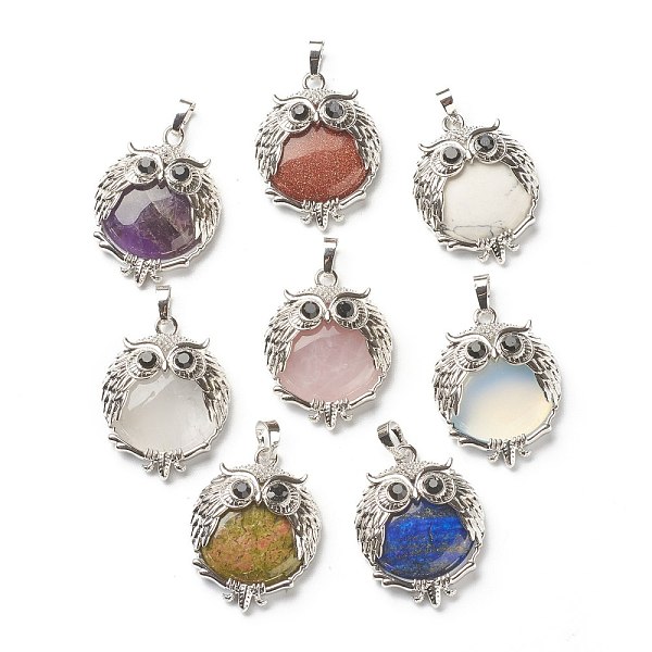 PandaHall Mixed Gemstone Pendants, with Platinum Tone Brass Findings, Flat Round with Owl, 36~36.5x27.5~28.5x9.5~10mm, Hole: 6.5x4mm Mixed...
PandaHall Mixed Gemstone Pendants, with Platinum Tone Brass Findings, Flat Round with Owl, 36~36.5x27.5~28.5x9.5~10mm, Hole: 6.5x4mm Mixed...