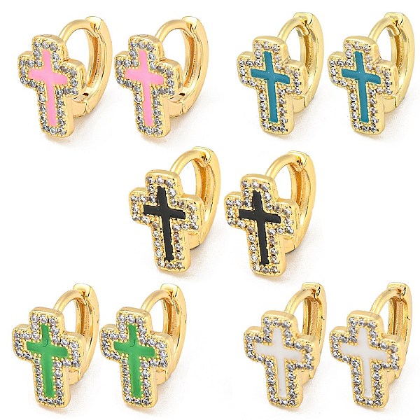 PandaHall Cross Real 18K Gold Plated Brass Hoop Earrings, with Enamel and Clear Cubic Zirconia, Mixed Color, 11.5x8.5mm Cubic Zirconia Cross..., Multicolor
PandaHall Cross Real 18K Gold Plated Brass Hoop Earrings, with Enamel and Clear Cubic Zirconia, Mixed Color, 11.5x8.5mm Cubic Zirconia Cross..., Multicolor