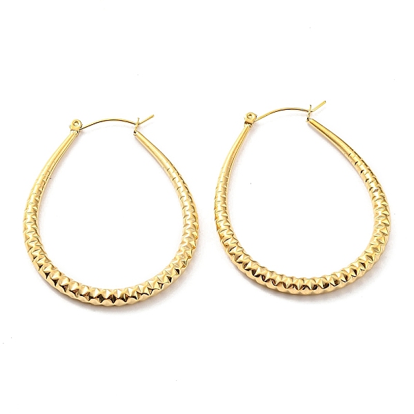 PandaHall 304 Stainless Steel Textured Teardrop Hoop Earrings, Real 14K Gold Plated, 49.5x4mm 304 Stainless Steel
PandaHall 304 Stainless Steel Textured Teardrop Hoop Earrings, Real 14K Gold Plated, 49.5x4mm 304 Stainless Steel