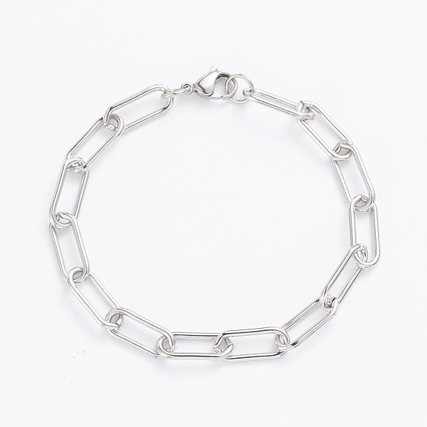 PandaHall 304 Stainless Steel Paperclip Chains, Drawn Elongated Cable Chains Bracelets, with Lobster Clasps, Stainless Steel Color, 8-1/2...
PandaHall 304 Stainless Steel Paperclip Chains, Drawn Elongated Cable Chains Bracelets, with Lobster Clasps, Stainless Steel Color, 8-1/2...