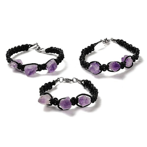 PandaHall Natural Amethyst Nugget Braided Beaded Bracelet with Leather Rope, 8-7/8 inch(22.5cm) Amethyst Black
PandaHall Natural Amethyst Nugget Braided Beaded Bracelet with Leather Rope, 8-7/8 inch(22.5cm) Amethyst Black