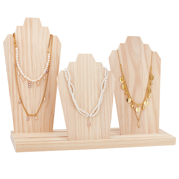 PandaHall Bust Shaped Wood Jewelry Display Stands with 3-Slot Base, Jewelry Organizer Holder for Necklaces, Rings Storage, Blanched Almond...
PandaHall Bust Shaped Wood Jewelry Display Stands with 3-Slot Base, Jewelry Organizer Holder for Necklaces, Rings Storage, Blanched Almond...