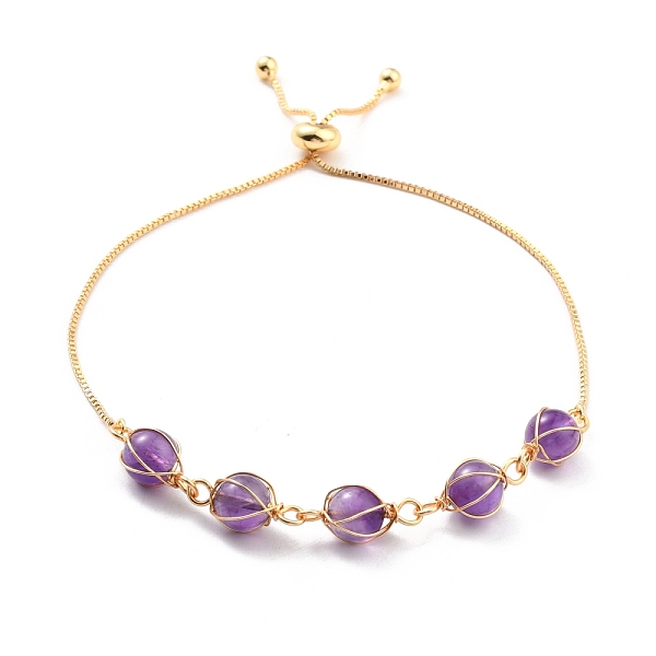 PandaHall Natural Amethyst Wrapped Bracelets, Golden Brass Slider Bracelet for Women, Lead Free & Cadmium Freee, 10-5/8 inch(27cm) Amethyst
PandaHall Natural Amethyst Wrapped Bracelets, Golden Brass Slider Bracelet for Women, Lead Free & Cadmium Freee, 10-5/8 inch(27cm) Amethyst