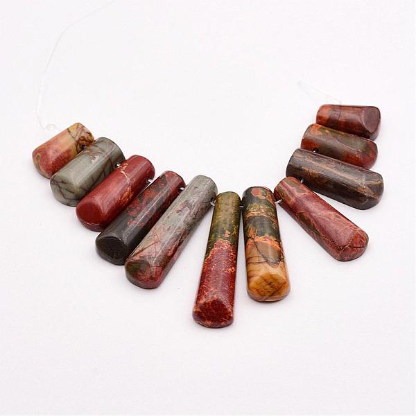PandaHall Natural Picasso Stone/Picasso Jasper Beads Strands, Graduated Fan Pendants, Focal Beads, 16~39x9.5~10x5mm, Hole: 1mm, 11pcs/strand...
PandaHall Natural Picasso Stone/Picasso Jasper Beads Strands, Graduated Fan Pendants, Focal Beads, 16~39x9.5~10x5mm, Hole: 1mm, 11pcs/strand...
