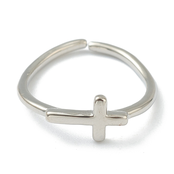PandaHall Brass Cuff Rings, Open Rings, Long-Lasting Plated, Cross, Platinum, US Size 6(16.5mm) Brass
PandaHall Brass Cuff Rings, Open Rings, Long-Lasting Plated, Cross, Platinum, US Size 6(16.5mm) Brass