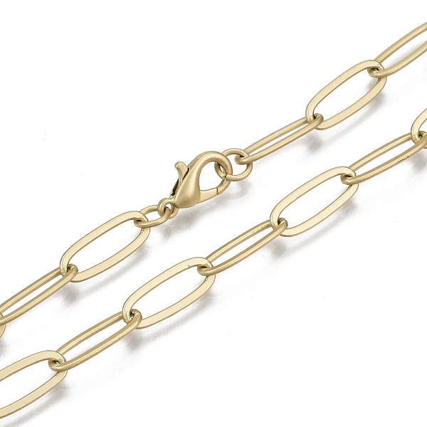 PandaHall Brass Paperclip Chains, Drawn Elongated Cable Chains Necklace Making, with Lobster Claw Clasps, Matte Gold Color, 17.71 inch(45cm)...
PandaHall Brass Paperclip Chains, Drawn Elongated Cable Chains Necklace Making, with Lobster Claw Clasps, Matte Gold Color, 17.71 inch(45cm)...