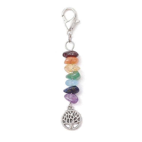 PandaHall Tibetan Style Alloy Tree of Life Pendant Decorations, with Chakra Gemstone Chip Beads and Zinc Alloy Lobster Claw Clasps, 6.5cm...
PandaHall Tibetan Style Alloy Tree of Life Pendant Decorations, with Chakra Gemstone Chip Beads and Zinc Alloy Lobster Claw Clasps, 6.5cm...