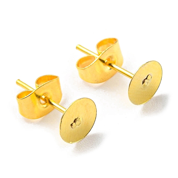 PandaHall Iron Stud Earring Findings, Flat Round Earring Pads with Butterfly Earring Back, Golden, 6mm, 100pcs/bag Iron Round
PandaHall Iron Stud Earring Findings, Flat Round Earring Pads with Butterfly Earring Back, Golden, 6mm, 100pcs/bag Iron Round