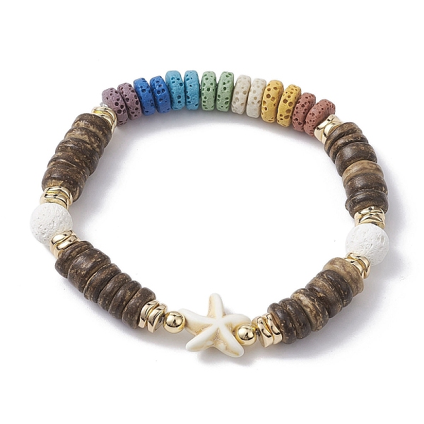 PandaHall Dyed Natural Lava Rock & Coconut & Synthetic Turquoise Beaded Stretch Bracelet, Colorful, Starfish, Inner Diameter: 2-1/8 inch...
PandaHall Dyed Natural Lava Rock & Coconut & Synthetic Turquoise Beaded Stretch Bracelet, Colorful, Starfish, Inner Diameter: 2-1/8 inch...