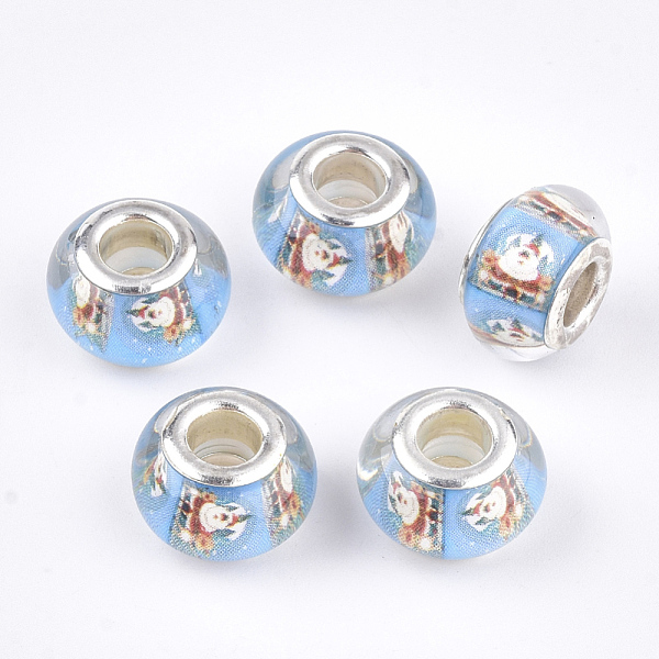 PandaHall Resin European Beads, Large Hole Beads, with Brass Cores, Christmas Style, Rondelle, Silver Color Plated, Light Sky Blue...
PandaHall Resin European Beads, Large Hole Beads, with Brass Cores, Christmas Style, Rondelle, Silver Color Plated, Light Sky Blue...