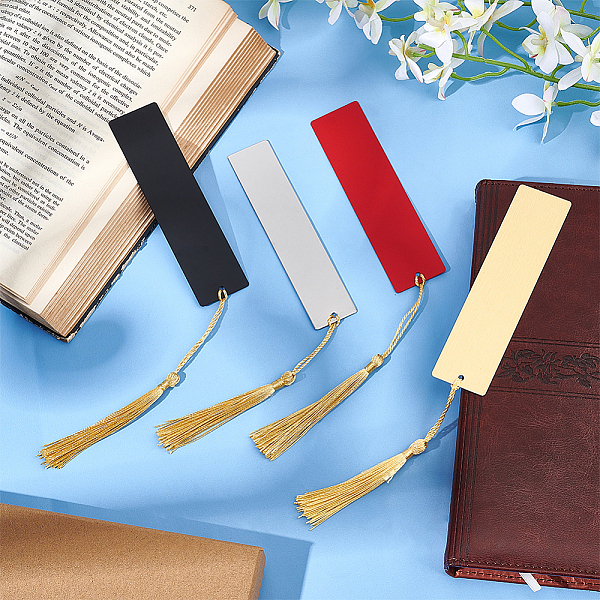 PandaHall Unicraftale 4Pcs 4 Style Blank Bookmark Pendants, Brass/201 Stainless Steel Bookmarks with Polyester Tassel Decorations, Mixed..., Multicolor
PandaHall Unicraftale 4Pcs 4 Style Blank Bookmark Pendants, Brass/201 Stainless Steel Bookmarks with Polyester Tassel Decorations, Mixed..., Multicolor