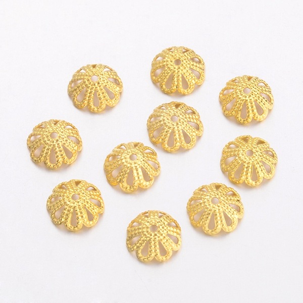 PandaHall Brass Bead Caps, Multi-Petal, Golden, 7x2.5mm, Hole: 1mm Brass
PandaHall Brass Bead Caps, Multi-Petal, Golden, 7x2.5mm, Hole: 1mm Brass