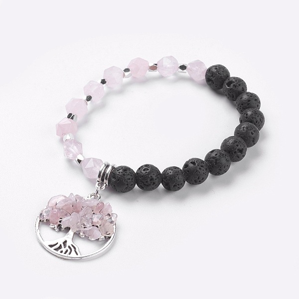 PandaHall Natural Rose Quartz & Lava Rock Stretch Bracelets, with Alloy & Natural Rose Quartz Chip Pendants, Flat Round with Tree, 2-1/4...
PandaHall Natural Rose Quartz & Lava Rock Stretch Bracelets, with Alloy & Natural Rose Quartz Chip Pendants, Flat Round with Tree, 2-1/4...