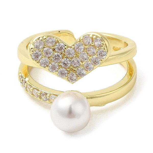 PandaHall Rack Plating Brass Heart Open Cuff Ring with Cubic Zirconia, Plastic Pearl Beaded Ring for Women, Cadmium Free & Lead Free, Real..., Clear
PandaHall Rack Plating Brass Heart Open Cuff Ring with Cubic Zirconia, Plastic Pearl Beaded Ring for Women, Cadmium Free & Lead Free, Real..., Clear